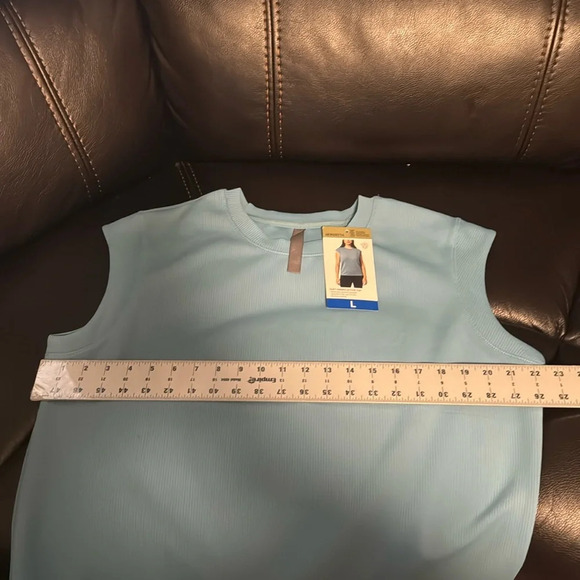 Mondetta Ladies' Soft Ribbed Short Sleeve Active Top, Adriatic Blue Large - Picture 8 of 11